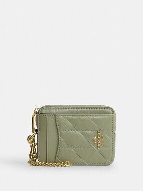 Coach Zip Card Case With Quilting NWT